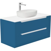 Тумба под раковину ЗОВ Севилья S100B-KPW 100 см, подвесная, со столешницей, синий матовый