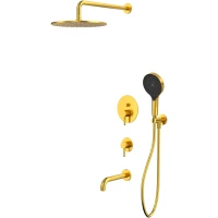 Душевой комплект Whitecross Y YSET07TOPGLB 300 мм, со смесителем, золотой матовый