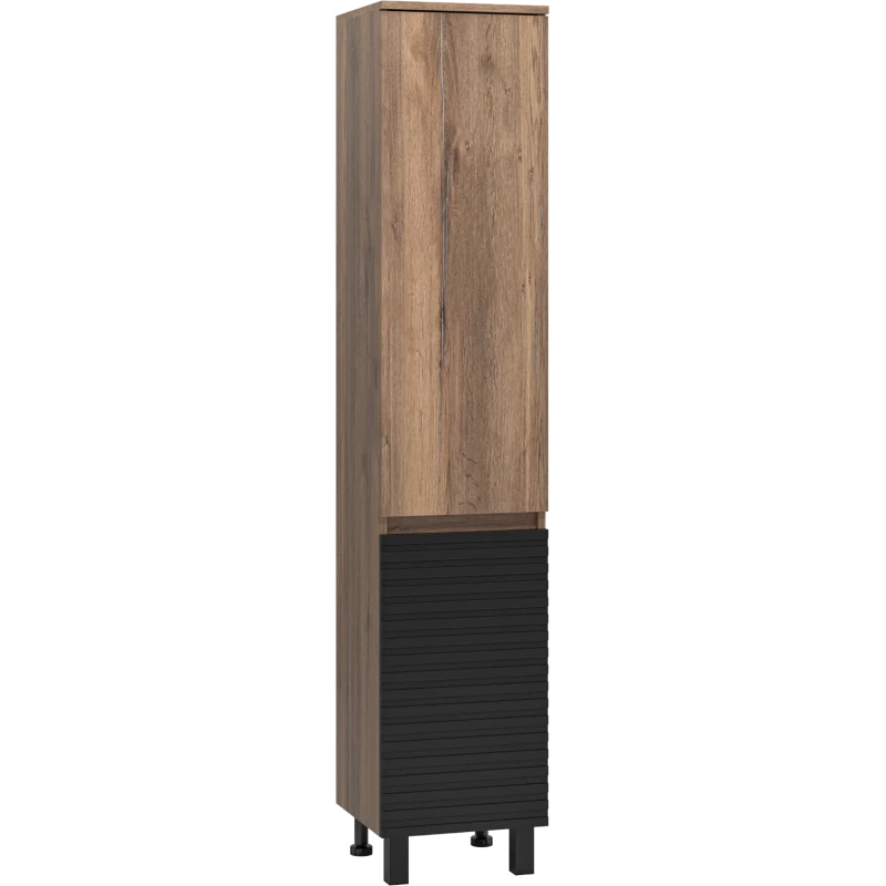 Пенал Brevita Dakota DAK-050350-19/02П напольный R, черный матовый/дуб галифакс
