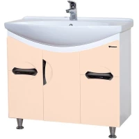 Тумба с раковиной бежевый глянец/белый глянец 86,5 см Bellezza Лагуна 4632114110076 + 4620008197357