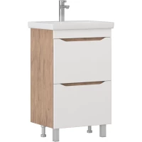 Тумба под раковину Vigo Grani 201 дуб золотой 55,2 см, напольная, белый глянец/дуб золотой