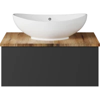 Тумба под раковину Misty Ива П-Ива-01070-481Я 70 см, подвесная, со столешницей, графит матовый/каштан