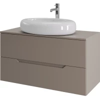 Тумба с раковиной Orange Line Li-100TuLMDF+B08-640W 100,4 см, подвесная, со столешницей, латте матовый