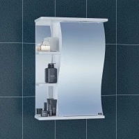 Зеркальный шкаф 60x70 см белый глянец Санта Волна 101016