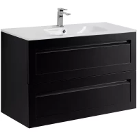Тумба под раковину Art&Max Platino AM-Platino-900-2C-SO-NM-Cer 90,2 см, подвесная, черный матовый