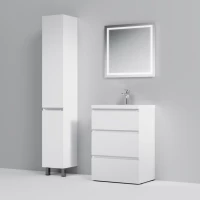 Комплект мебели белый глянец 65 см Am.Pm Gem M91FSX0602WG + M90WCC0602WG + M91AMOX0651WG