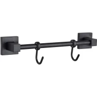 Планка с крючками D-Lin D288222-2 для ванны, черный матовый