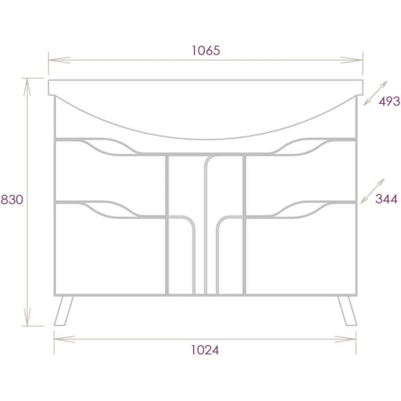 Комплект мебели белый глянец 106,5 см Onika Веронэлла 110508 + 4620008197340 + 210506