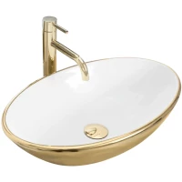 Раковина-чаша Rea Pamela REA-U6345 53x33 см, накладная, белый/золото