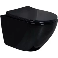 Унитаз подвесной GID Tr2198-18 безободковый, с сиденьем микролифт, черный глянец