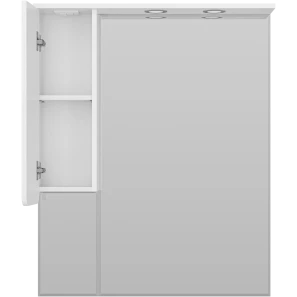 Изображение товара зеркальный шкаф misty чегет п-чег-02085-01л 82,5x100,1 см l, с подсветкой, выключателем, белый глянец