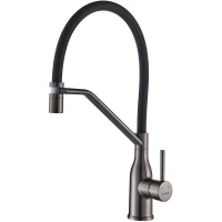 Смеситель для кухни Shevanik S343T-3 с гибким изливом, оружейная сталь