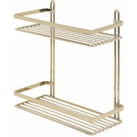 Полка для ванной Tekno-tel ES067G 25 см, двойная, золотой