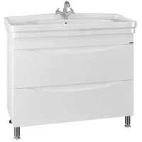 Тумба с раковиной белый глянец 106,5 см Санта Сатурн 700200 + Modeph105