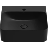 Раковина-чаша Wellsee Clermont 302607000 43x39 см, накладная, подвесная, черный матовый, с донным клапаном в цвете черный матовый