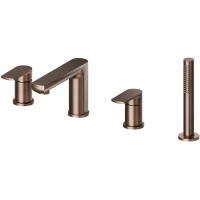 Смеситель на борт ванны Newform Haka 72082C.59.067 с душевым гарнитуром, медь матовая