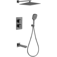 Душевой комплект Grocenberg GB5050BG 300 мм, с термостатом, графит
