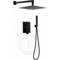 Душевой комплект Filarete Fing FL1043BL 300 мм, со смесителем, черный матовый