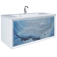 Тумба голубой мрамор/белый глянец 89 см Marka One Seattle У72808