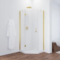 Душевой уголок Vegas Glass AFA-Pen NOVO 90 03 02 L 90x90 см L, профиль золотой матовый, стекло шиншилла