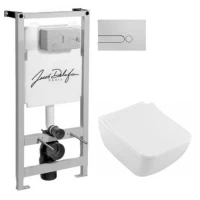 Комплект подвесной унитаз Villeroy & Boch Venticello 4611RSR1 + система инсталляции Jacob Delafon E5504-NF + E4326-CP