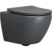 Унитаз подвесной Grossman GR-4457GMSQ безободковый, торнадо, с сиденьем микролифт, серый матовый