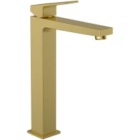 Смеситель для раковины VitrA Minimax Square A4372425EXP без донного клапана, золотой матовый