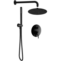 Душевой комплект AQUAme AQM8404MB 300 мм, со смесителем, черный матовый
