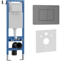 Инсталляция для унитаза Iberica Blanca Silencio Mini Inox-C IB.001M.118 с кнопкой смыва, вороненая сталь