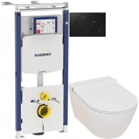 Комплект подвесной унитаз Serel Smart SM25SL + система инсталляции Geberit 111.362.00.5 + 115.770.DW.5