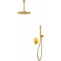 Душевой комплект Whitecross Y YSET12GLB 300 мм, со смесителем, золотой матовый