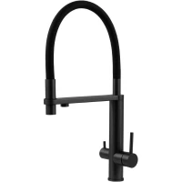 Смеситель для кухни Knotlor Infinity SS-15/BL с подключением к фильтру, гибким изливом, черный матовый