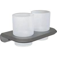 Стакан для зубных щеток Knotlor Space SC1032GM двойной, настенный, вороненая сталь