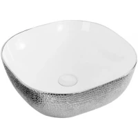 Раковина-чаша CeramaLux D1301H021 42x42 см, накладная, белый/серебряный