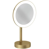 Зеркало косметическое Kludi Vela R 58995N0F с 3x увеличением, настольное, с подсветкой, выключателем, золотой матовый