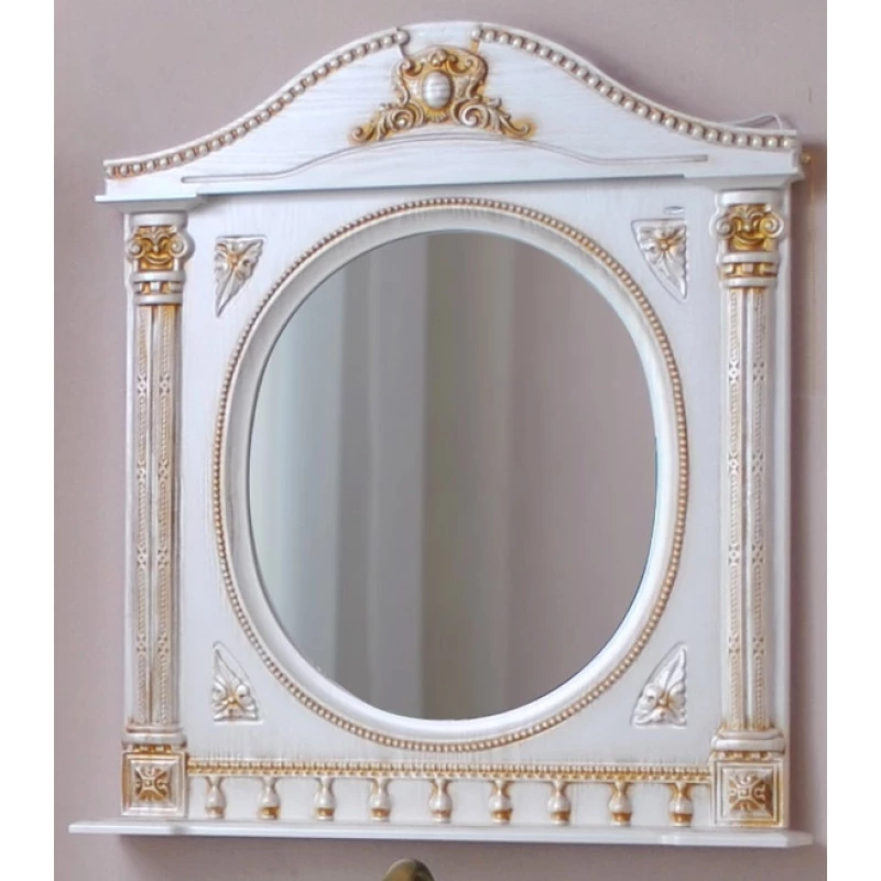 Зеркало 81,5x94,5 см белый жемчуг золотая патина Atoll Наполеон