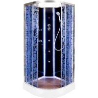 Душевая кабина 90x90x208 см Deto BM1590NLED+GMBLACK матовое с прозрачным узором