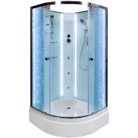 Душевая кабина 90x90x208 см Deto EM2790NLED+GM матовое с прозрачным узором