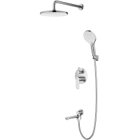 Душевой комплект Splenka S222.27.05 250 мм, со смесителем, сатин