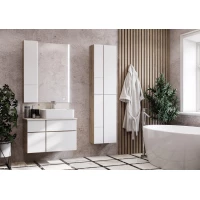 Комплект мебели дуб эндгрейн/белый матовый 80 см Акватон Мишель 1A244501MIX40 + 1A253003MIX40 + 732700B000 + 1A253902MIX40 + 1A244303MIX40