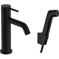 Смеситель для раковины Hansgrohe Tecturis S 73211670 с гигиеническим душем, донным клапаном, черный матовый