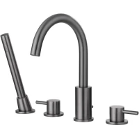 Смеситель на борт ванны Abber Wasser Kreis AF8113NG с душевым гарнитуром, никель