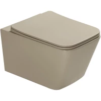 Унитаз подвесной SantiLine SL-5007BG безободковый, с сиденьем микролифт, бежевый матовый