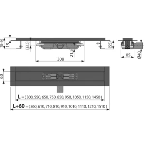 Изображение товара душевой канал 1044 мм черный матовый alcaplast apz101black-1050 + pure-1050black