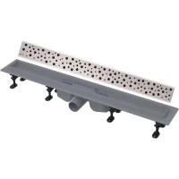 Душевой трап (лоток) AlcaPlast APZ12 Buble APZ12-950 + BUBLE-950L 94,4 см, с решеткой, перфорированный, хром