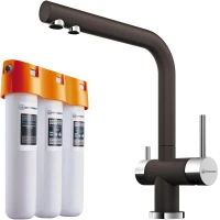 Смеситель для кухни с фильтром Omoikiri Nagano-DC + Pure drop Lite темный шоколад 4048.8028