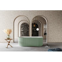 Ванна из литьевого мрамора Abber Stein AS9601MCG 170x75 см, отдельностоящая, белый матовый/зеленый матовый