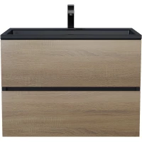 Тумба под раковину Uperwood Barsa 2930205157 69,8 см, подвесная, черный матовый/дуб сонома