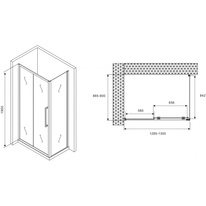 Душевой уголок 130x90 см Abber Schwarzer Diamant AG30130H-S90 прозрачное Душевой уголок 130x90 см Abber Schwarzer Diamant AG30130H-S90 прозрачное