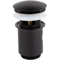 Донный клапан для раковины Kaiser 8011-9 /8011Bl с переливом, черный матовый